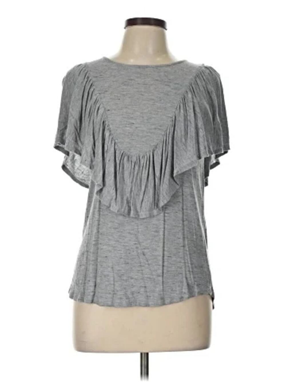 Anthropologie Dolan Left Coast Ruffled Delon Top Heather Grey Knit Tee Size L
